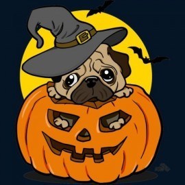 Halloween pug dog