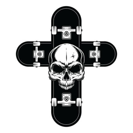 Skateboard Skull Cross
