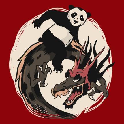 Panda Riding A Dragon