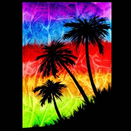Rainbow Sky Palm Trees
