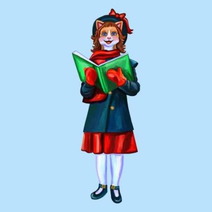 Christmas Caroler Ginger Cat
