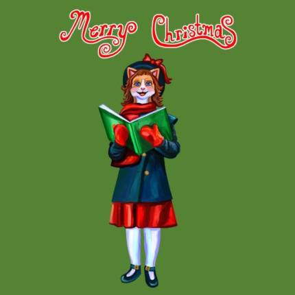Merry Christmas Caroler Cat