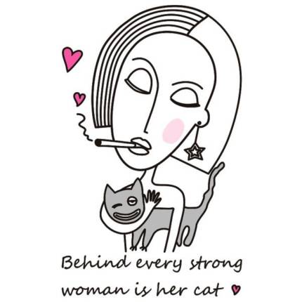 Behind every strong woman is her cat