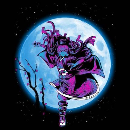 Nezuko under the  Moon