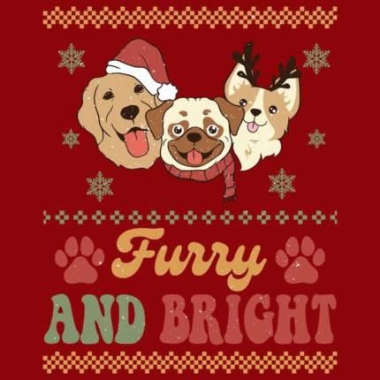 Furry and Bright Cute Pet Dogs Christmas