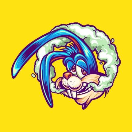 Cartoon Rabbit Head Smoking Weed