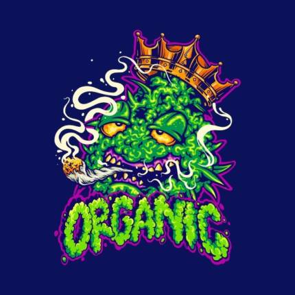Organic Cannabis Leaf Plant Cartoon