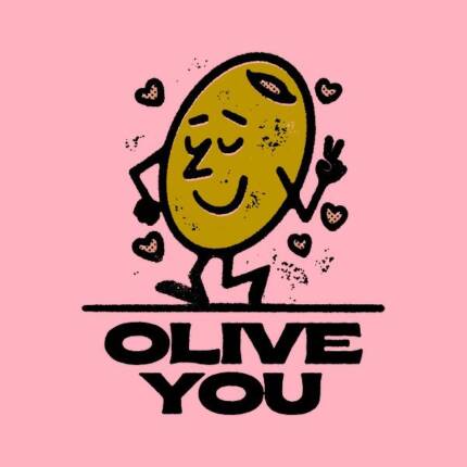 Olive You Funny Retro Cartoon