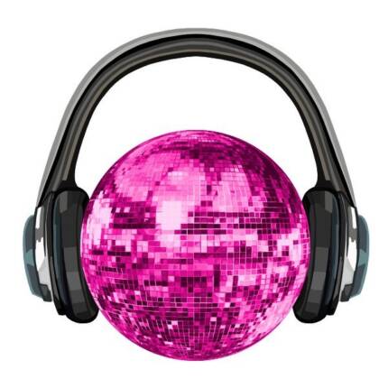 Pink Disco Ball with Headphones