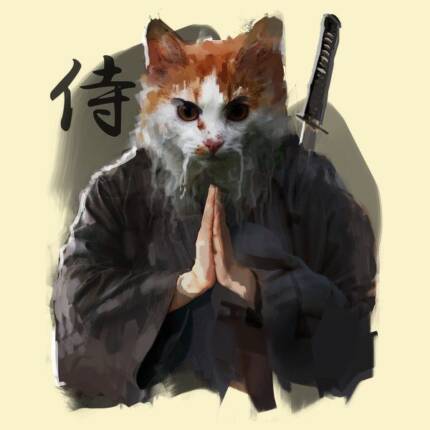 Cute Samurai Cat