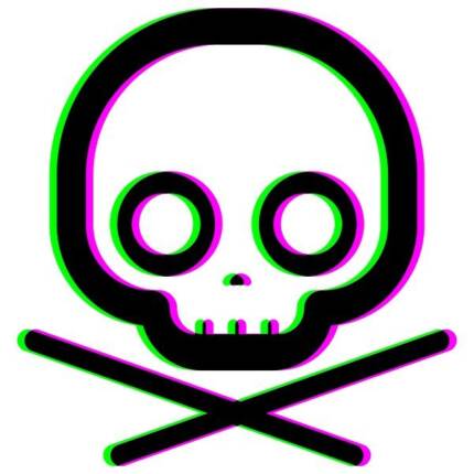 Minimalist Crossbones (3D GreenMagenta)
