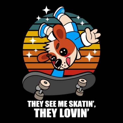 Cute Vintage Skateboarding Puppy Dog Meme