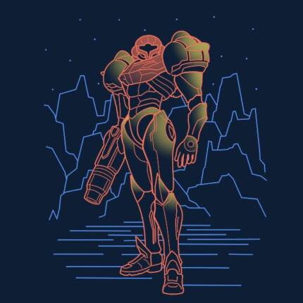 Neon Line-Art Galactic Huntress