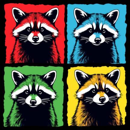 Pop Art Raccoon Colorful Retro Design